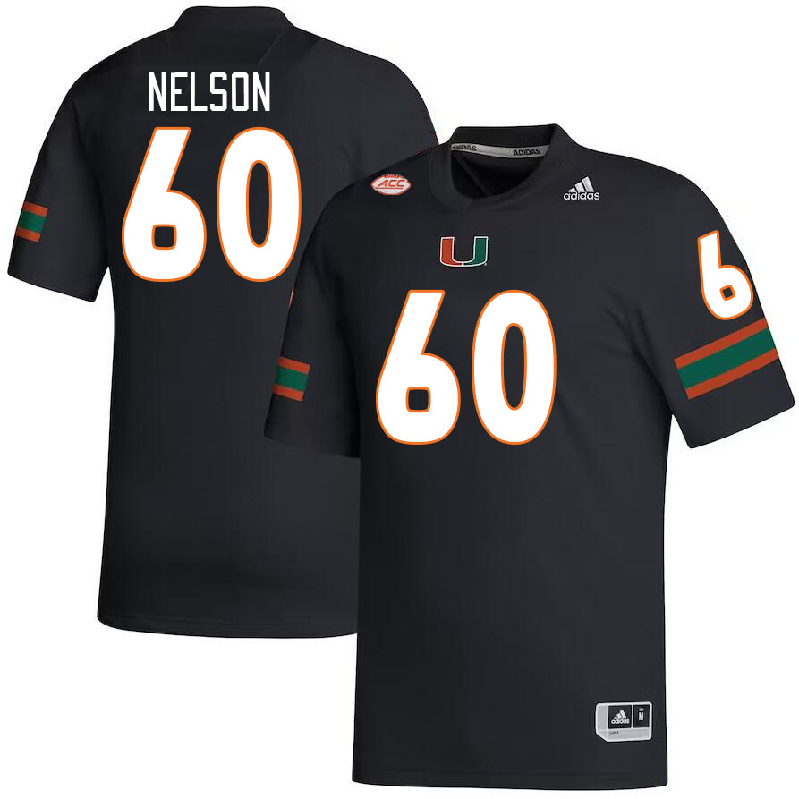Men #60 Zion Nelson Miami Hurricanes College Football Jerseys Stitched-Black